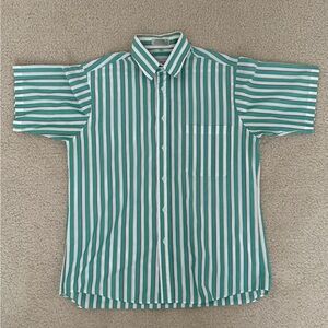 Vintage Green and White Striped Men's Shirt